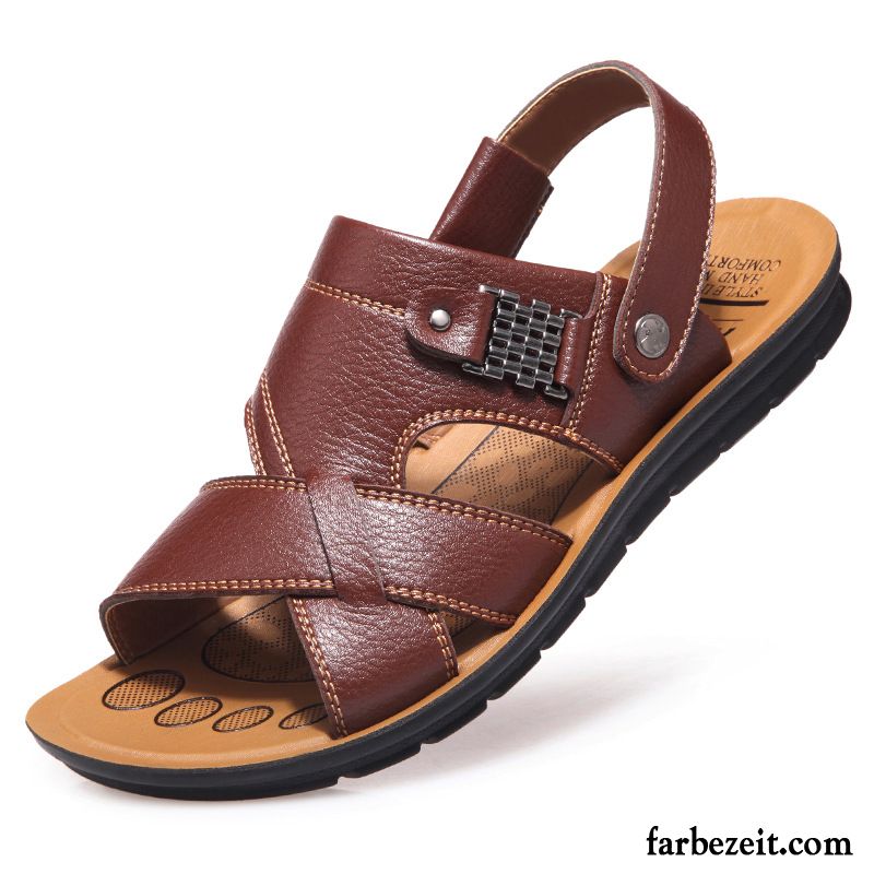 Riemensandalen Herren Neue Produkte Strand Rutschsicher Atmungsaktiv Sommer Sandalen Echtleder Schuhe Casual Günstig