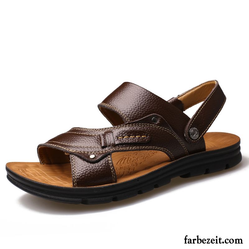 Riemensandalen Herren Neue Produkte Strand Rutschsicher Atmungsaktiv Sommer Sandalen Echtleder Schuhe Casual Günstig