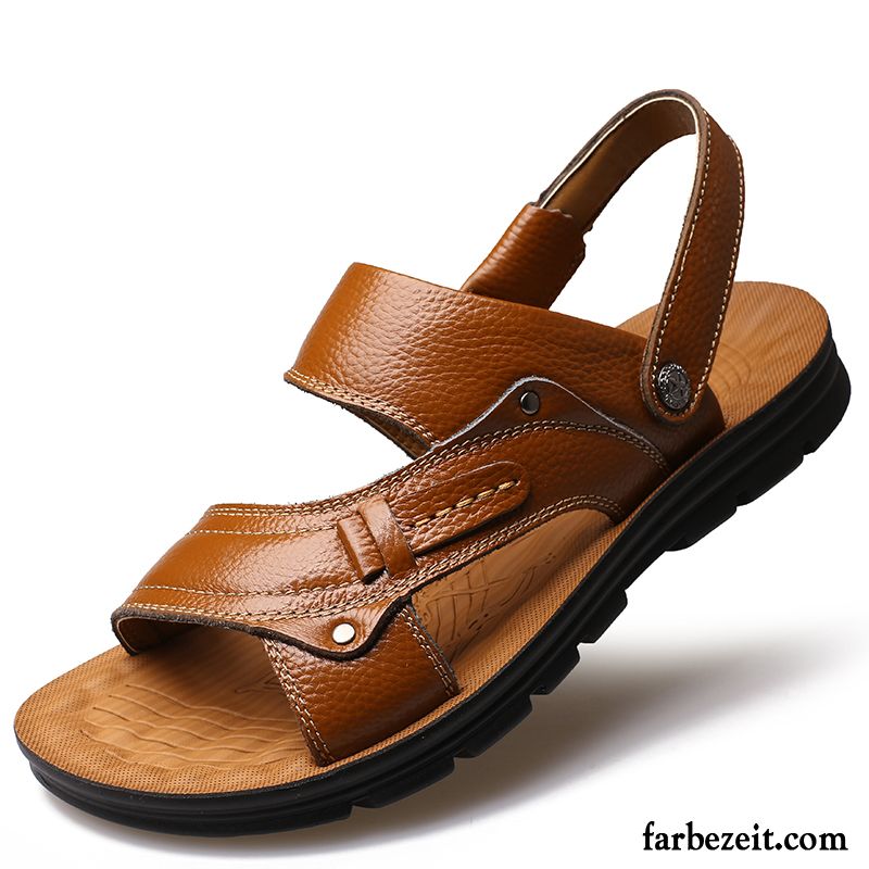 Riemensandalen Herren Neue Produkte Strand Rutschsicher Atmungsaktiv Sommer Sandalen Echtleder Schuhe Casual Günstig