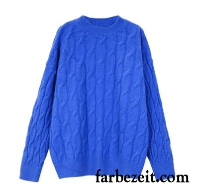 Rollkragenpullover Baumwolle Damen Frisch Blau Verdickung Blume Mädchen Lose Pullover Verkaufen