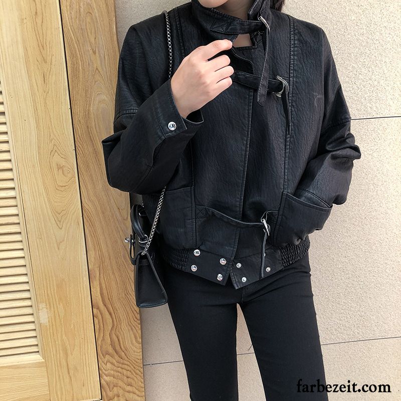 Rosa Lederjacke Mit Punkten Dünn Schwarz Motorradanzüge Überzieher Damen Neu Hohe Taille Lose Lederjacke Kurze Hose Kaufen