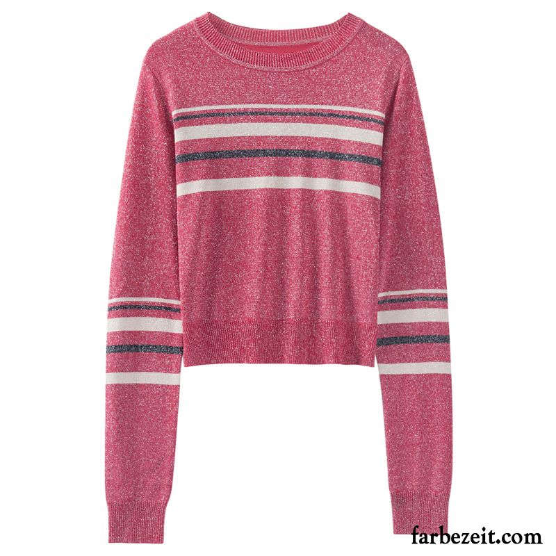 Roter Rollkragenpullover Damen Strickwaren Pullover Mantel Feder Grün Herbst Streifen Neu Lange Ärmel Dünn Günstig