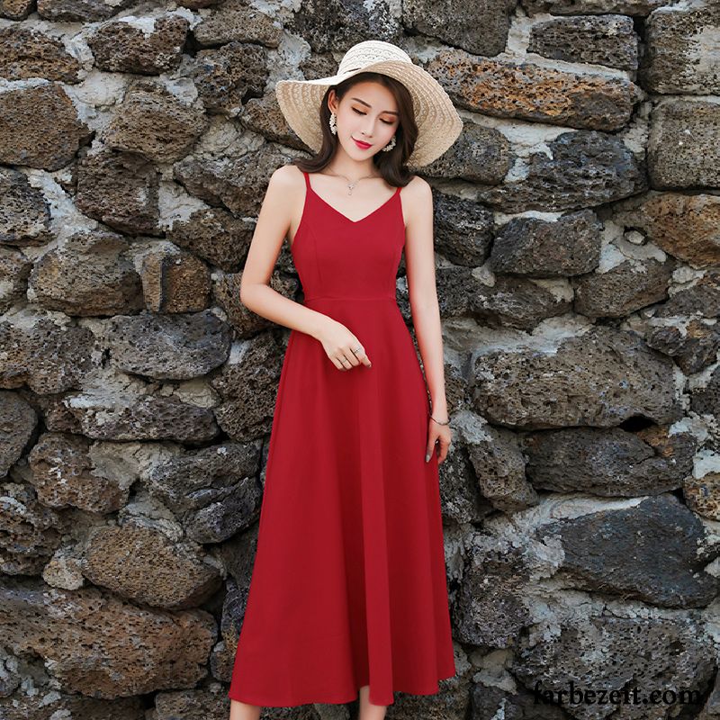 Rotes Enges Kleid Ferien Langer Abschnitt Damen Strand Rote Das Kostüm Neu Sexy Sommer Gelb Sale