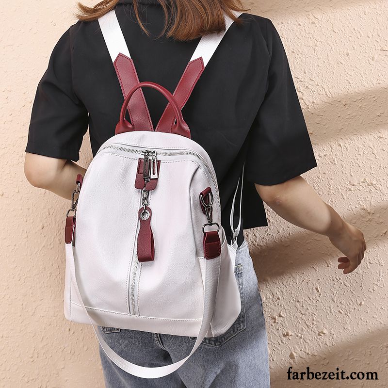 Rucksäcke Damen Mode Rindsleder Weiches Leder Neu Rucksack Tasche Weiß