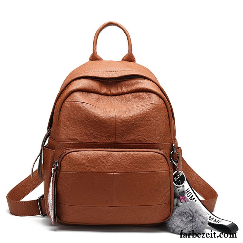 Rucksäcke Damen Reisen Mode Schultasche Trend Rucksack Weiches Leder Grün