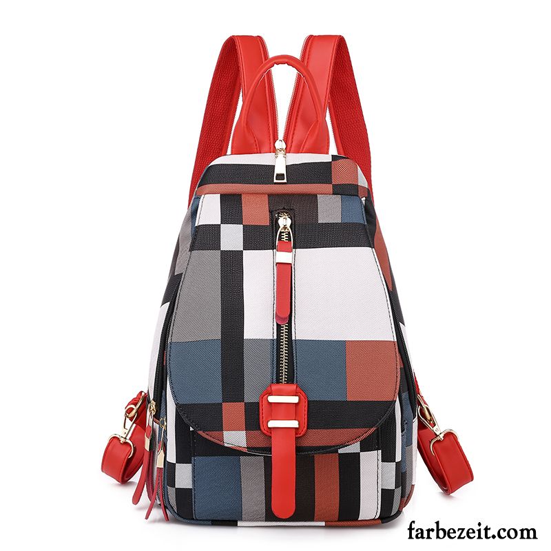 Rucksäcke Damen Rucksack All Match Freizeit Mode Farbe Tasche Grau Orange