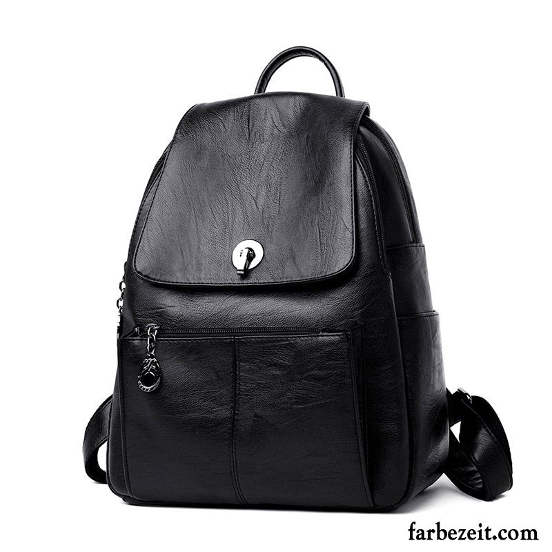 Rucksäcke Damen Rucksack Echt Leder Tasche Schafsleder Neu All Match Purpur Lila