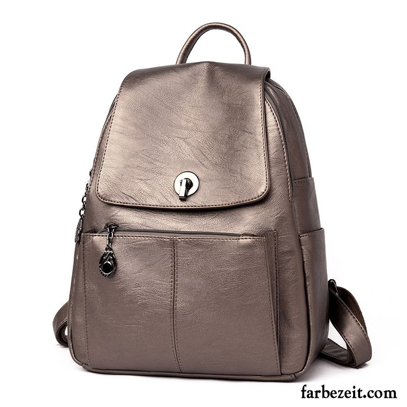 Rucksäcke Damen Rucksack Echt Leder Tasche Schafsleder Neu All Match Purpur Lila