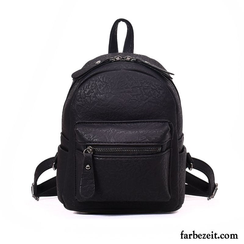 Rucksäcke Damen Rucksack Mini Freizeit Tasche Mode Weiches Leder Schwarz