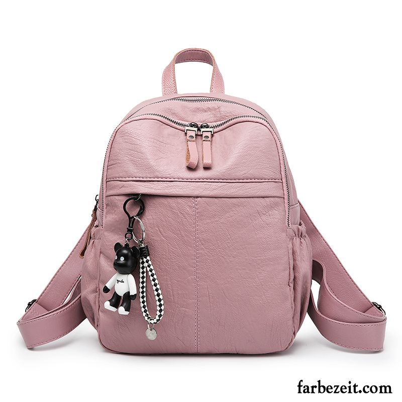 Rucksäcke Damen Rucksack Reisen Mode Freizeit Weiches Leder Tasche Grau