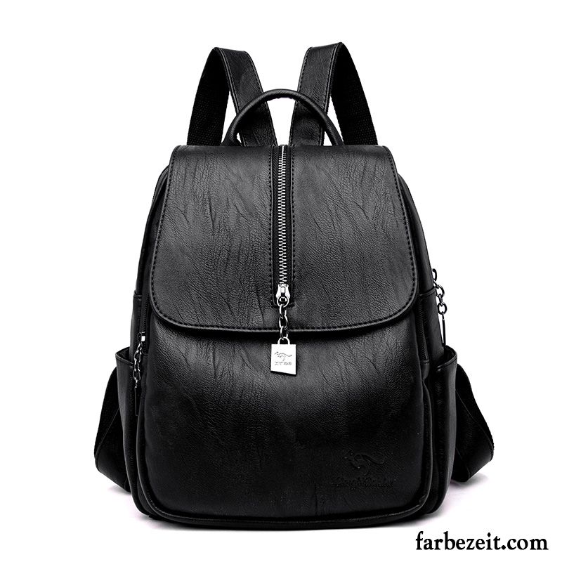 Rucksäcke Damen Rucksack Trend Freizeit All Match Mutter Weiches Leder Purpur Lila