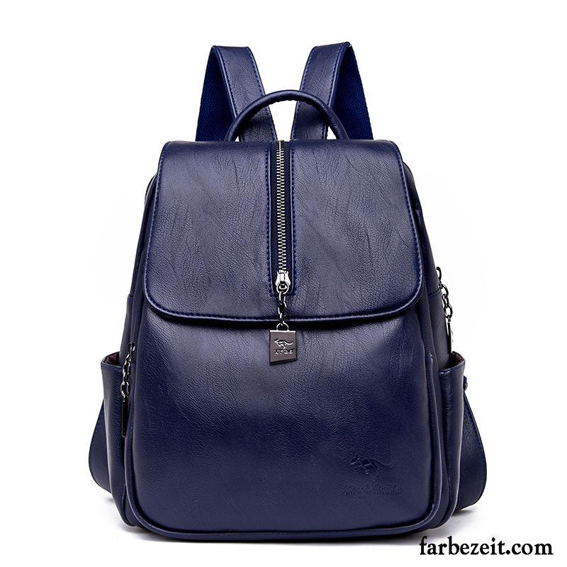 Rucksäcke Damen Rucksack Trend Freizeit All Match Mutter Weiches Leder Purpur Lila