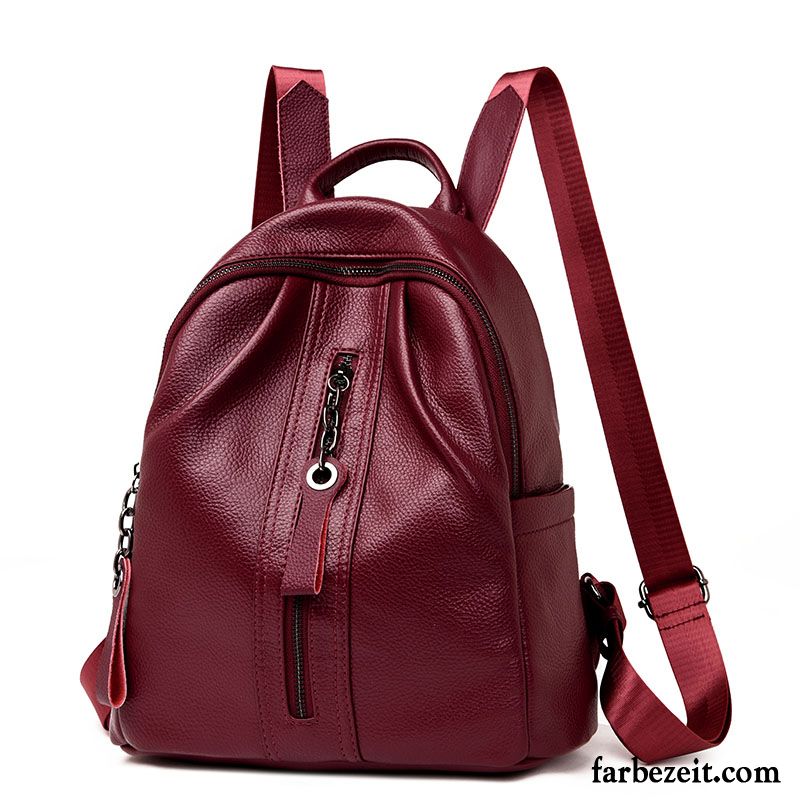 Rucksäcke Damen Rucksack Weiches Leder Neu Mode Trend Echt Leder Blau