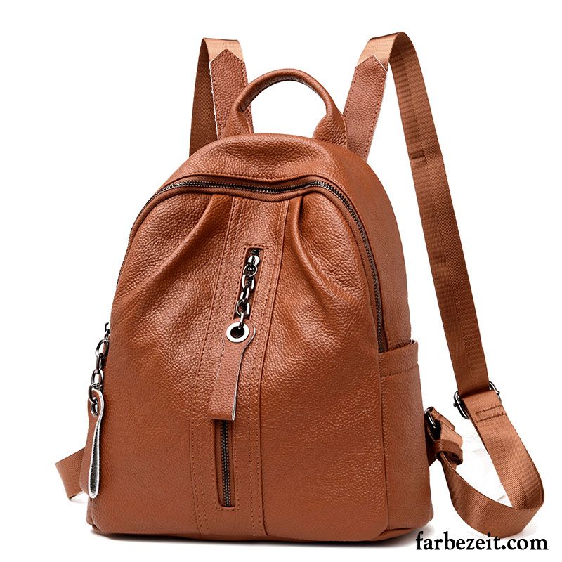 Rucksäcke Damen Rucksack Weiches Leder Neu Mode Trend Echt Leder Blau