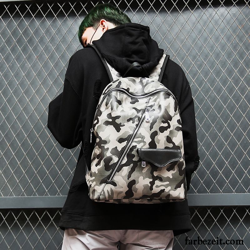 Rucksäcke Herren Reisen Student Trend Rucksack Groß Freizeit Camouflage Schwarz