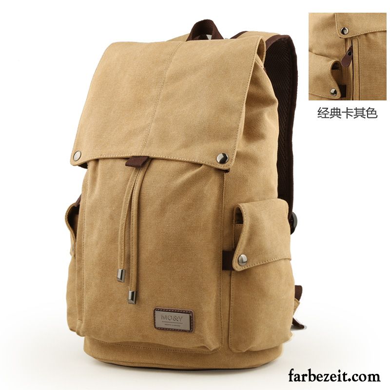 Rucksäcke Herren Reisen Tasche Rucksack Computer Tasche Leinwand Student Khaki