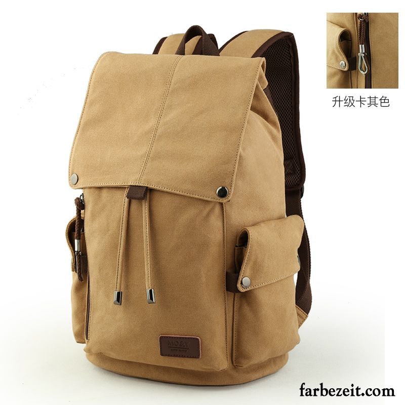 Rucksäcke Herren Reisen Tasche Rucksack Computer Tasche Leinwand Student Khaki