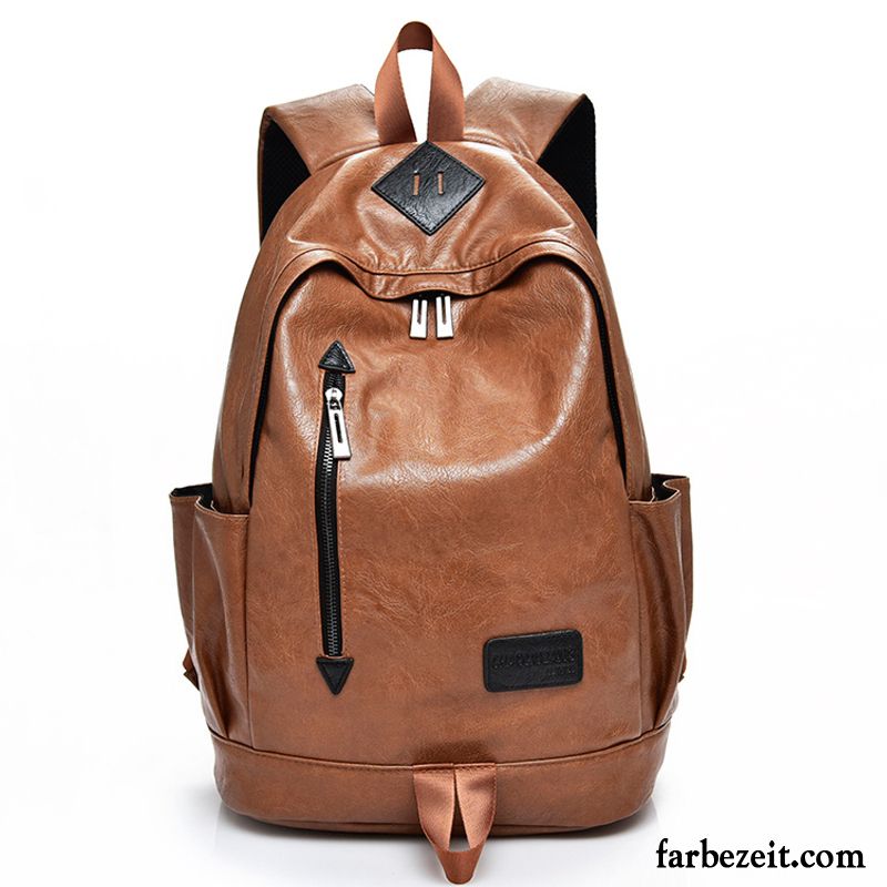 Rucksäcke Herren Weiches Leder Jugend Rucksack Trend Tasche England Schwarz Braun Hell