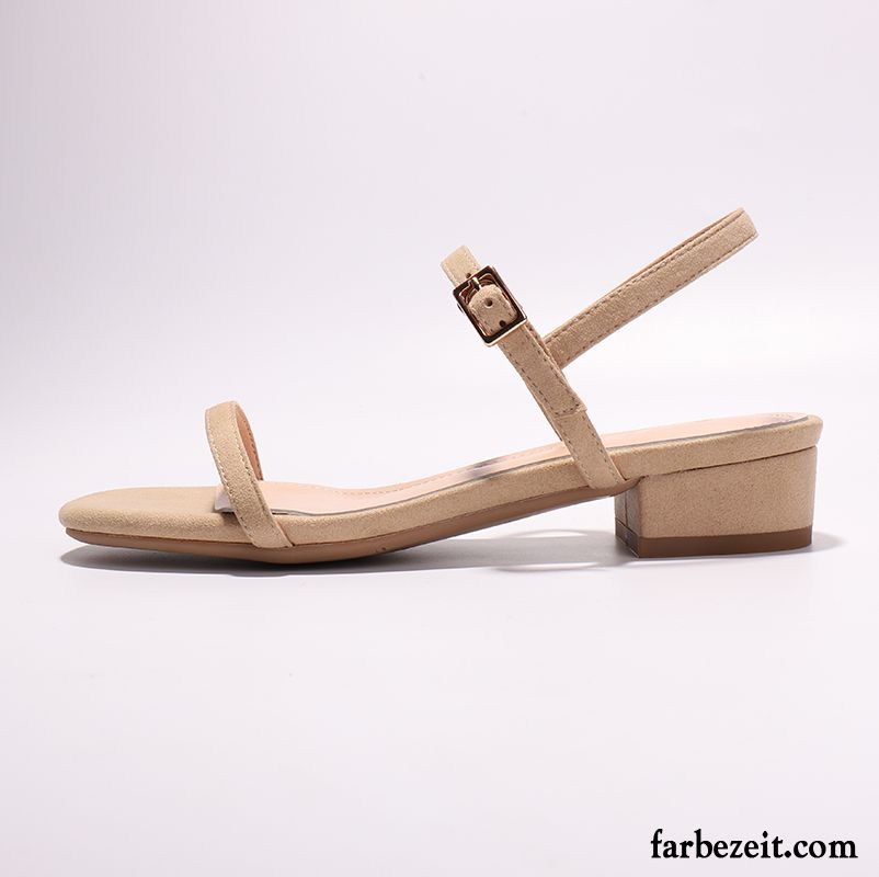 Sandalen Damen Flache Sommer Allgleiches Große Größe Dick Neue Beige Farbe Rot