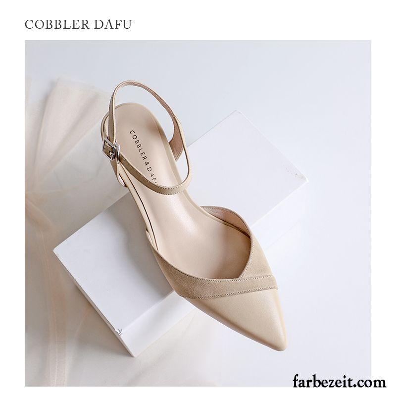 Sandalen Damen Neue Sommer Mode Spitze Dick Allgleiches Beige Farbe