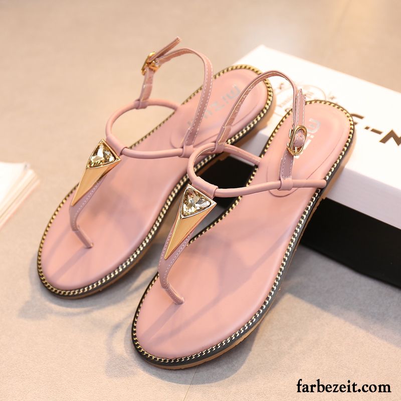 Sandalen Damen Rosa Trend Flache Schüler Einfach Rom Sandalen Sommer Kaufen