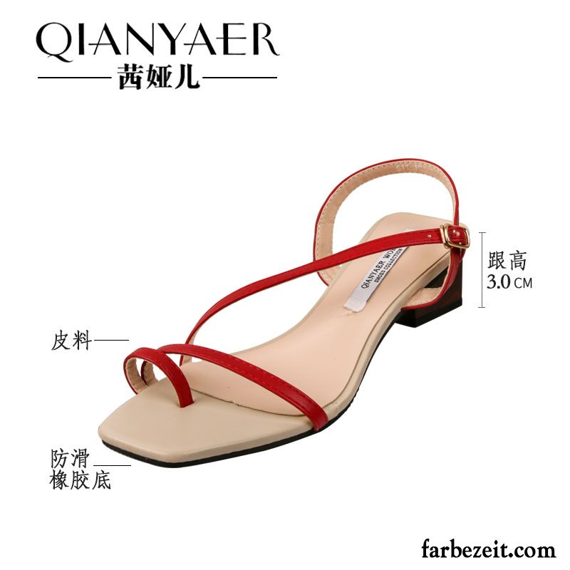 Sandalen Damen Sommer Rom Allgleiches Trend Neue Dick Beige Farbe