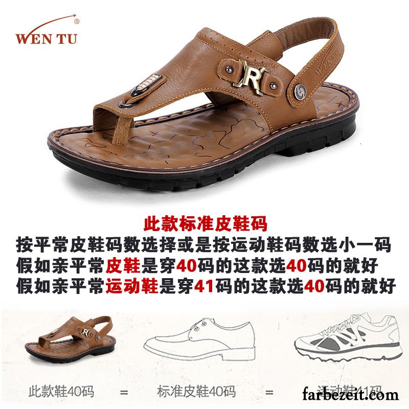 Sandalen Für Lose Einlagen Herren Strand Pantolette Rutschsicher Lederschue Trend Sommer Schuhe Echtleder Sandalen Casual Jugend Verkaufen