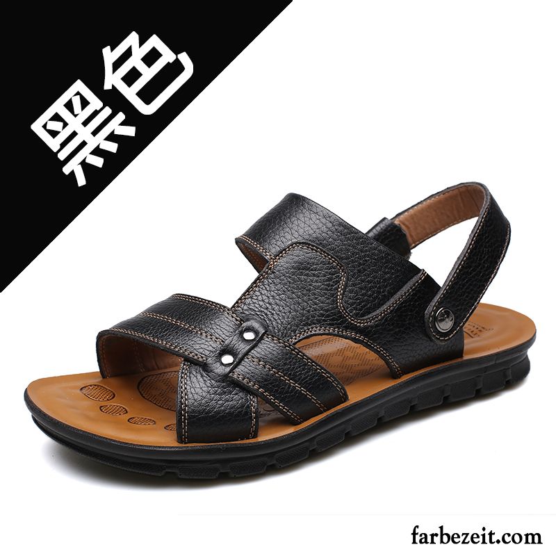 Sandalen Geschlossen Herren Casual Leder Sandalen Atmungsaktiv Sommer Strand Schuhe Neue Trend Echtleder Günstig