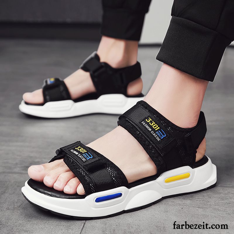 Sandalen Herren Allgleiches Sommer Schuhe Casual Neue Pantolette Sandfarben Schwarz