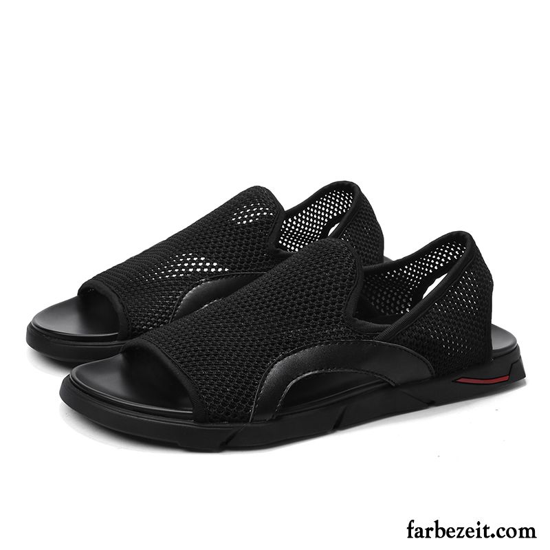 Sandalen Herren Atmungsaktiv Casual Net Yarn Schüler Sommer Teenager Schwarz