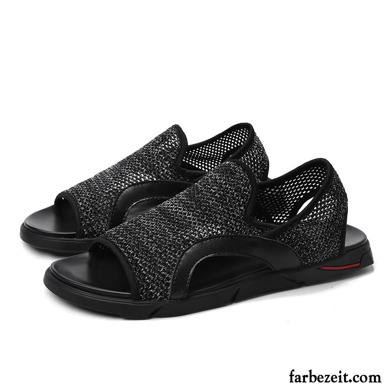 Sandalen Herren Atmungsaktiv Casual Net Yarn Schüler Sommer Teenager Schwarz