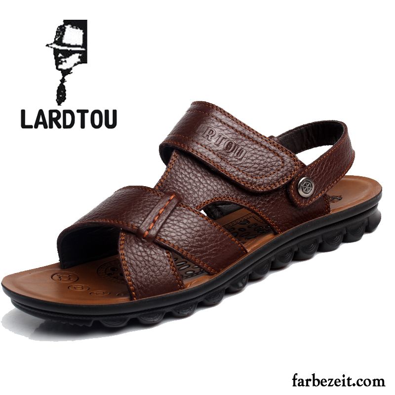 Sandalen Herren Atmungsaktiv Pantolette Sommer Trend Neue Casual Sandfarben Braun