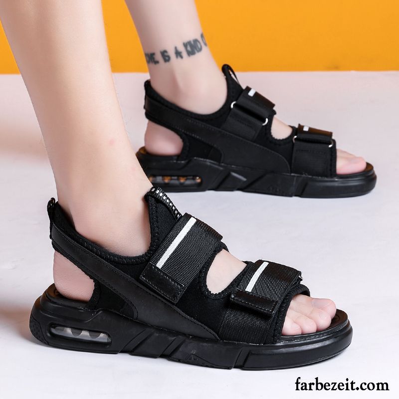 Sandalen Herren Casual Allgleiches Neue Jugend Sommer Trend Sandfarben Schwarz