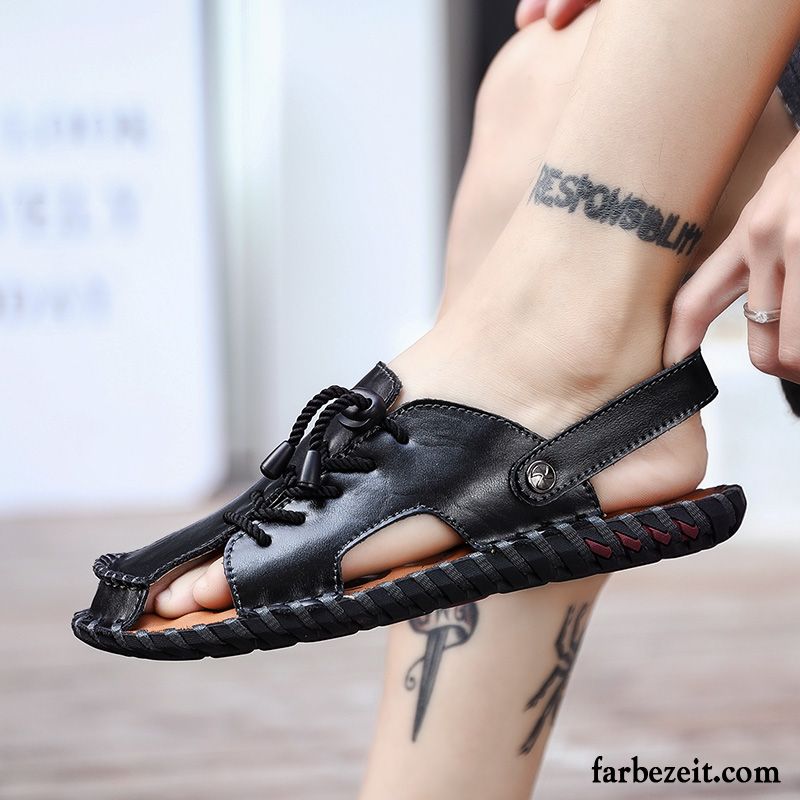 Sandalen Herren Hausschuhe Atmungsaktiv Neue Persönlichkeit Sommer Mode Schwarz