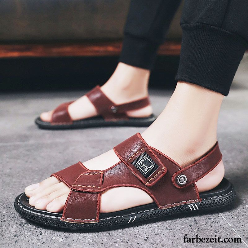 Sandalen Herren Hausschuhe Neue Sommer Sandfarben Braun