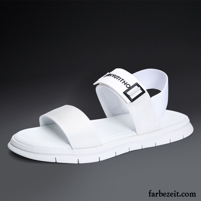 Sandalen Herren Jugend Neue Trend Sommer Allgleiches Dicke Sohle Sandfarben Weiß