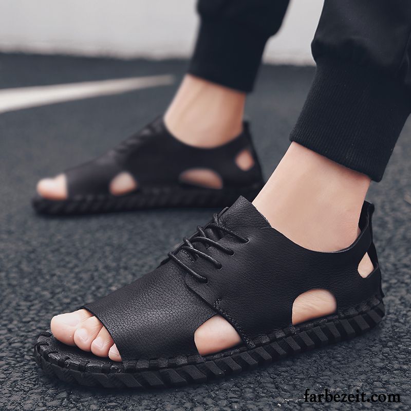 Sandalen Herren Mode Trend Persönlichkeit Sommer Neue Hausschuhe Sandfarben Schwarz