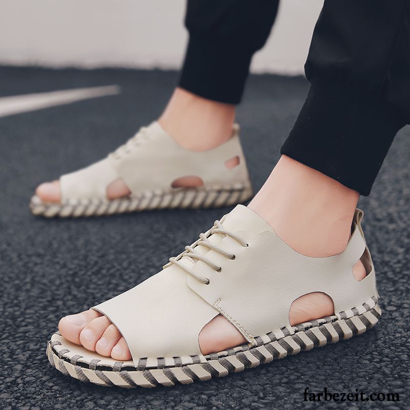 Sandalen Herren Mode Trend Persönlichkeit Sommer Neue Hausschuhe Sandfarben Schwarz