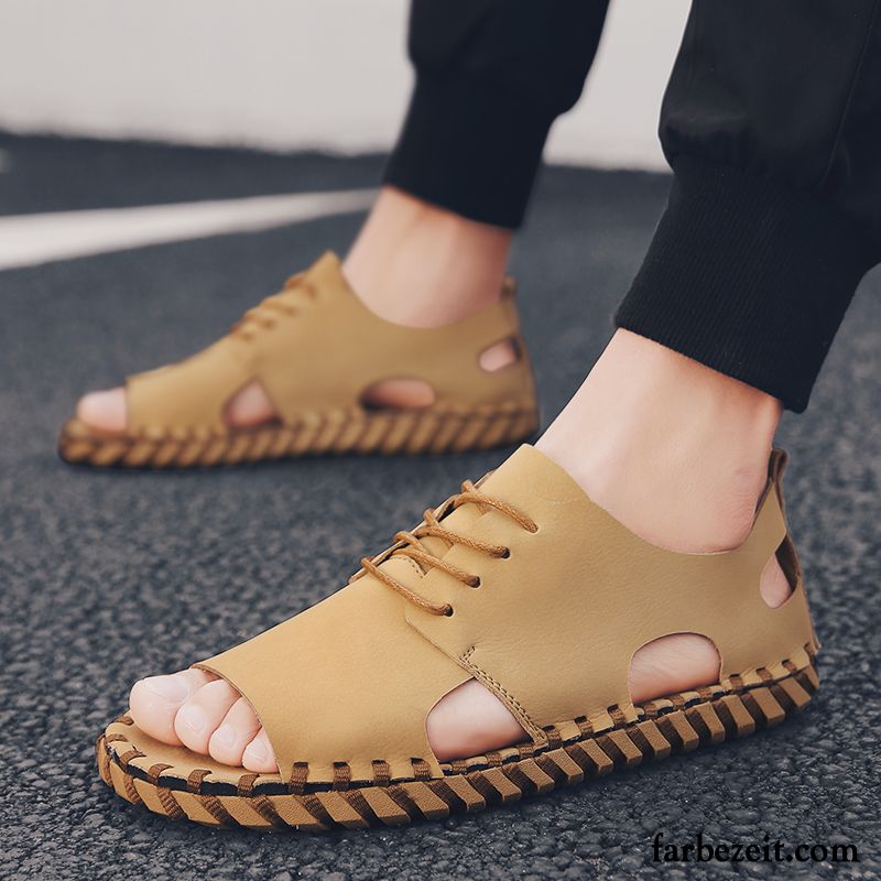 Sandalen Herren Mode Trend Persönlichkeit Sommer Neue Hausschuhe Sandfarben Schwarz