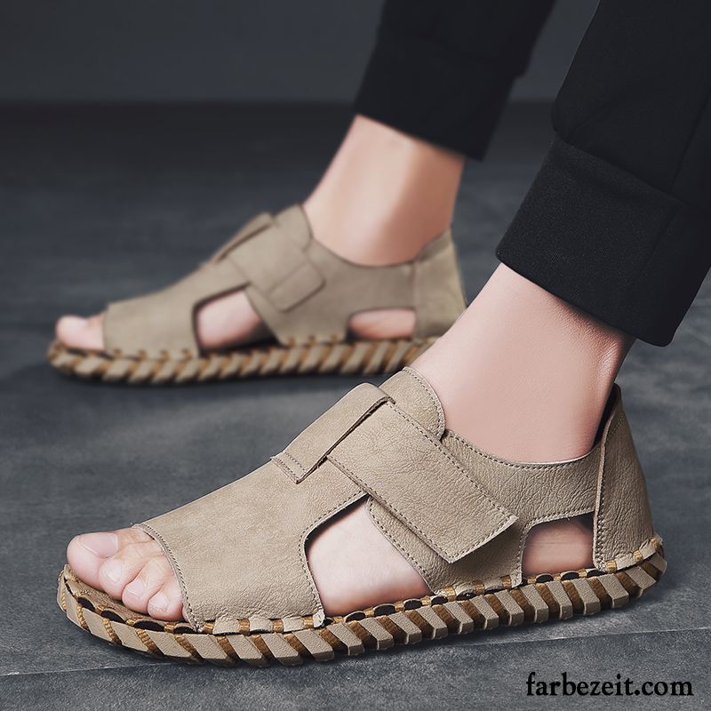 Sandalen Herren Mode Trend Persönlichkeit Sommer Neue Hausschuhe Sandfarben Schwarz