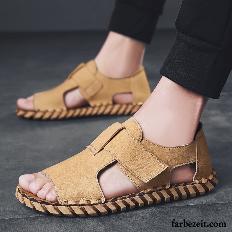 Sandalen Herren Mode Trend Persönlichkeit Sommer Neue Hausschuhe Sandfarben Schwarz