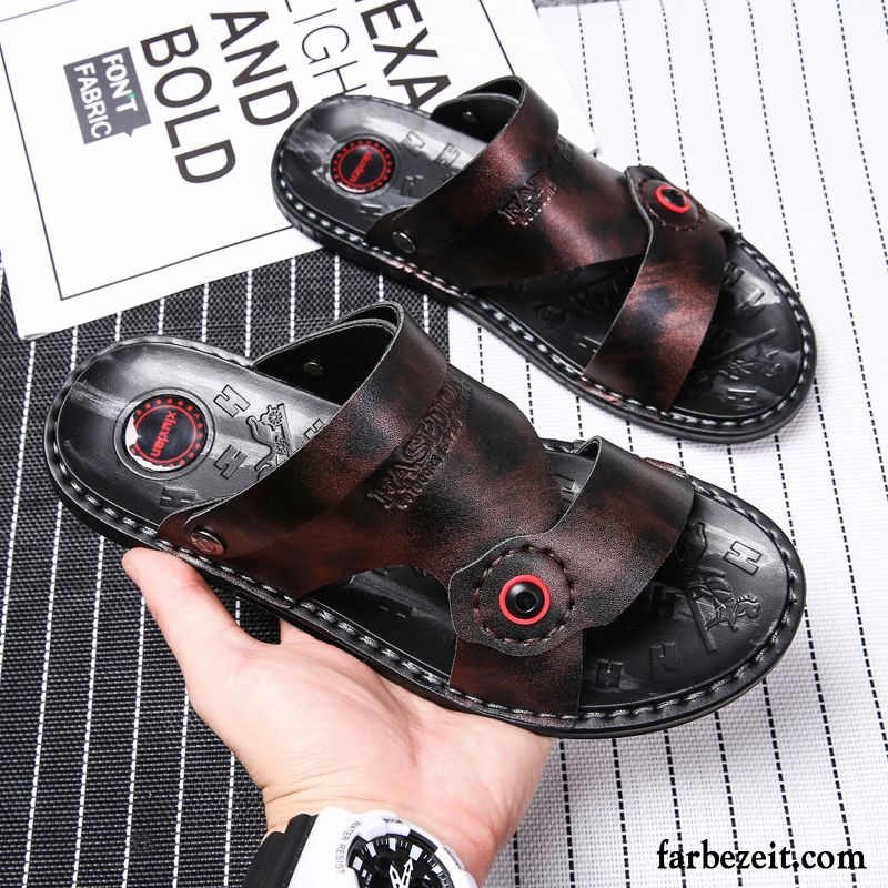 Sandalen Herren Neue Trend Persönlichkeit Sommer Hausschuhe Mode Sandfarben Schwarz