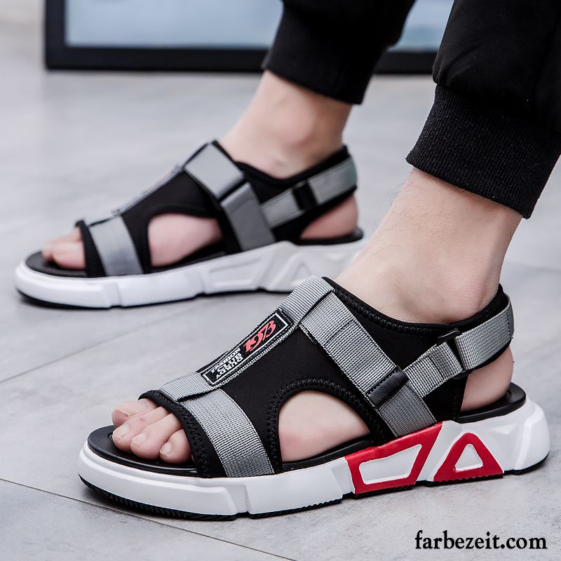 Sandalen Herren Neue Trend Schuhe Mode Sommer Schüler Sandfarben Schwarz