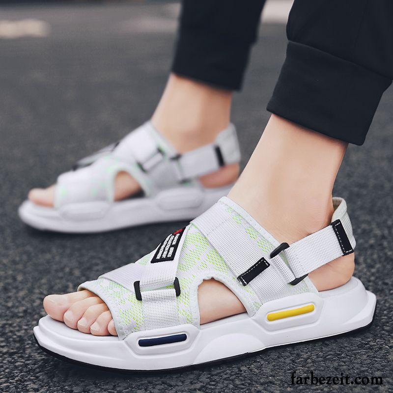 Sandalen Herren Pantolette Schuhe Allgleiches Sommer Neue Trend Sandfarben Weiß
