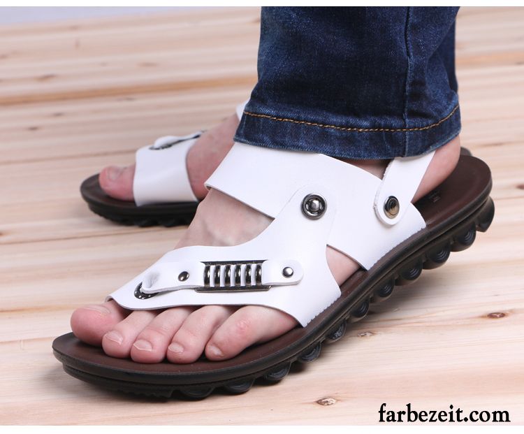 Sandalen Herren Pantolette Trend Mode Neue Sommer Atmungsaktiv Weiß Braun