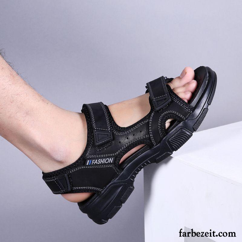 Sandalen Herren Rutschsicher Große Größe Sommer Schuhe Teenager Neue Sandfarben Schwarz