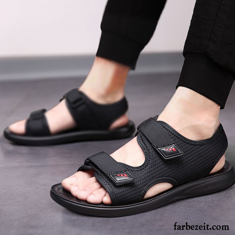 Sandalen Herren Schuhe Pantolette Allgleiches Sommer Neue Trend Sandfarben Schwarz