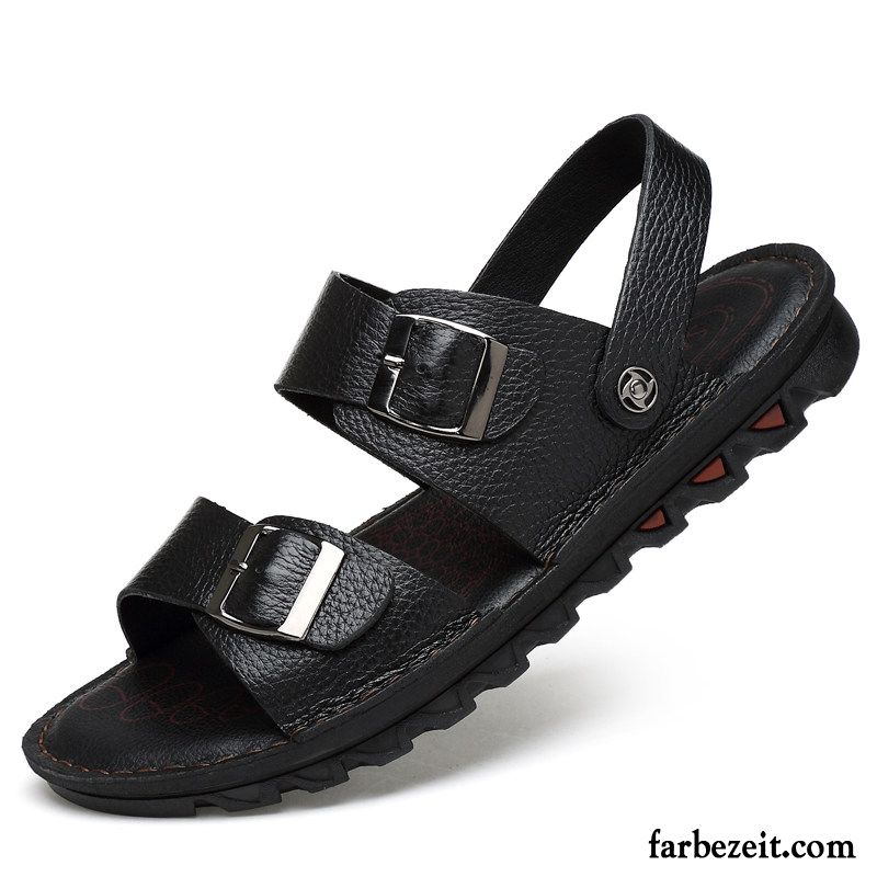 Sandalen Herren Schuhe Rutschsicher Leder Weiche Sohle Oberleder Braun