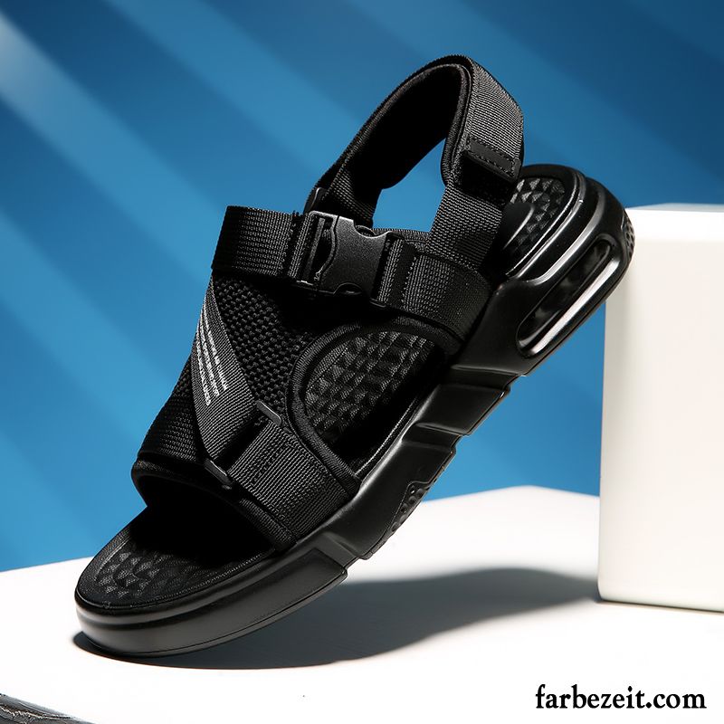 Sandalen Herren Schuhe Weiche Sohle Draussen Sommer Luftkissen Casual Sandfarben Schwarz