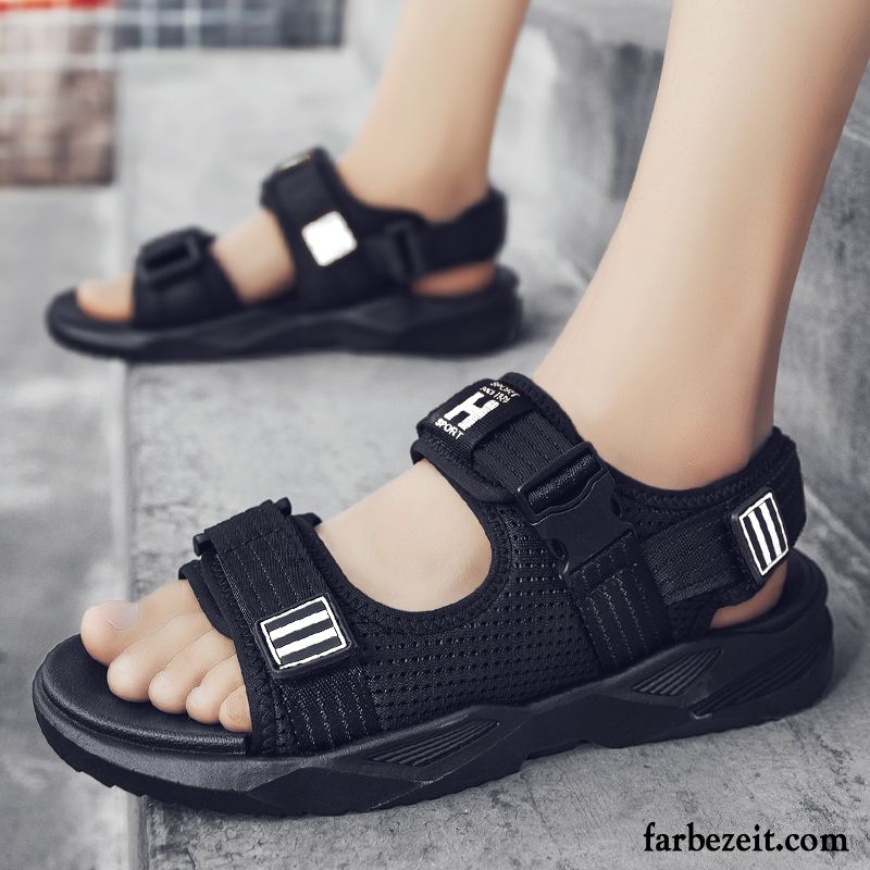 Sandalen Herren Trend Rutschsicher Schuhe Sommer Neue Mode Sandfarben Schwarz